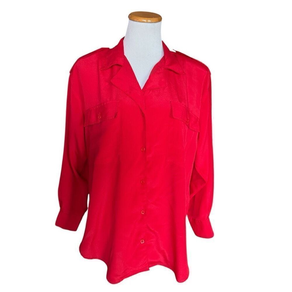 Womens Alyssa Brooke II Vintage Red Button Down Top Blouse - Sz 18W